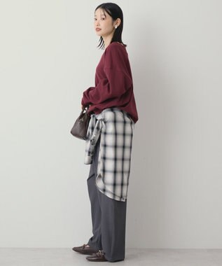 AMERICAN HOLIC Vネックワンポイントロゴスウェットプルオーバー Bordeaux