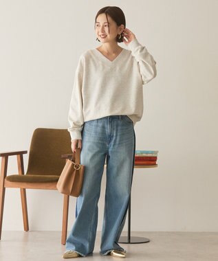 AMERICAN HOLIC Vネックワンポイントロゴスウェットプルオーバー Oatmeal