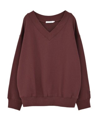 AMERICAN HOLIC Vネックワンポイントロゴスウェットプルオーバー Bordeaux