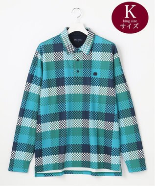 23区GOLF 【MEN/キングサイズ】【吸水速乾・UVケア】 チェック柄プリント 長袖シャツ
