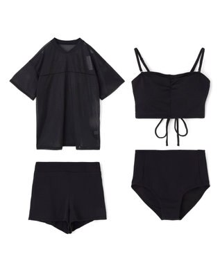 San-ai Resort（三愛水着楽園） WEB限定メッシュTシャツブラトップ4点セット水着 ブラックムジ1