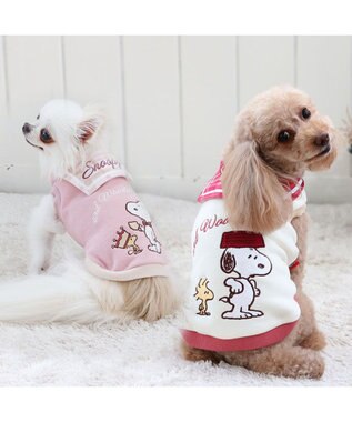 PET PARADISE スヌーピー チェック襟 トレーナー 《ピンク》  小型犬 ピンク