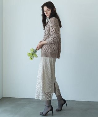 自由区 【カトリエムブーケ】Fleurs flottantes フラワーモチーフスカート エクリュ