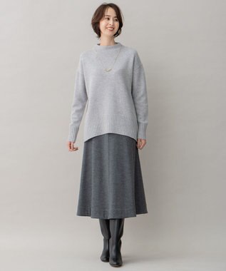 自由区 【洗える】ウールカシミヤブレンド オフネックプルオーバーニット ライトグレー系