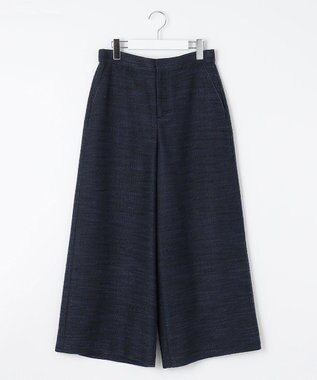 自由区 【洗える】エアリーツイードワイドクロップド パンツ ミッドナイト