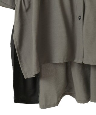 YECCA VECCA ギャザーデザイン配色シャツ Khaki