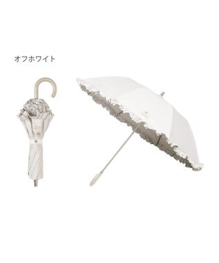 MOONBAT 【晴雨兼用折りたたみ日傘】ポール & ジョー (PAUL & JOE ACCESSOIRES) クリザンテームワンポイントフリル 一級遮光99.99% 遮熱 UV 晴雨兼用 オフホワイト