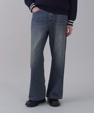 WEGO 【ユニセックス着用ITEM/ウエスト調整可】フレアデニムパンツ