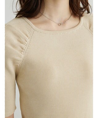 Green Parks 袖ギャザーラグランニットプルオーバー Off White