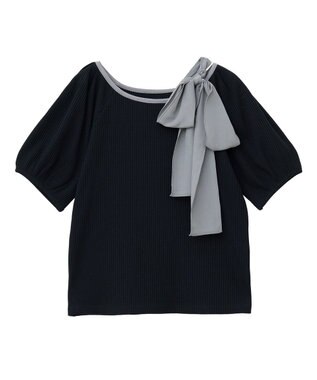 earth music&ecology アシメ肩リボンカットソー