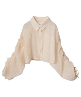 WEGO 楊柳シアードロストショートシャツ ホワイトアイボリー