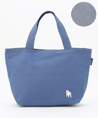 J.PRESS LADIES 【完全受注生産】ポーチ付き キャンバス ミニトートバッグ ダルブルー×ストライプ系