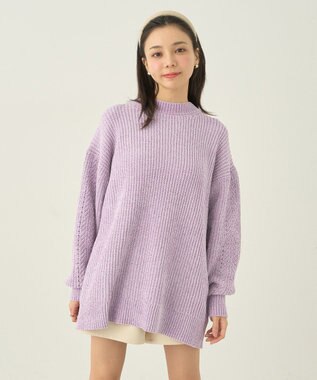 earth music&ecology シャイニーベロアチュニック Lavender