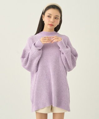 earth music&ecology シャイニーベロアチュニック Lavender