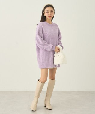 earth music&ecology シャイニーベロアチュニック Lavender