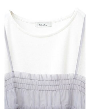 earth music&ecology ＳＥＴ２点チュールビスチェ＋リブプルオーバー Gray