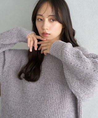 earth music&ecology シャイニーベロアチュニック Lavender