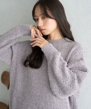 earth music&ecology シャイニーベロアチュニック Gray Beige