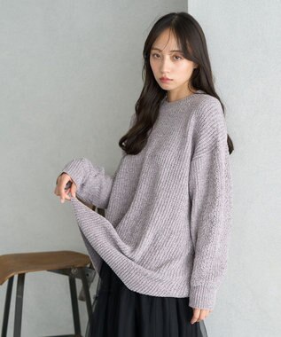 earth music&ecology シャイニーベロアチュニック Gray Beige