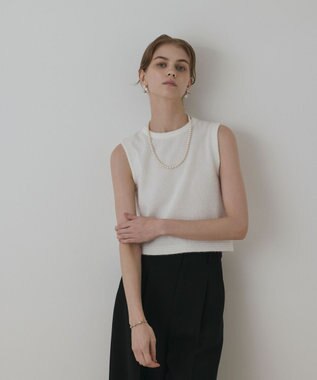 GRACE CONTINENTAL ラメフェザ－ニットトップ ホワイト