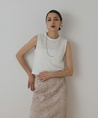 GRACE CONTINENTAL ラメフェザ－ニットトップ ホワイト