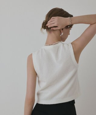 GRACE CONTINENTAL ラメフェザ－ニットトップ ホワイト