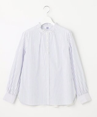 J.PRESS LADIES 【洗える】 BEZ VEGA フリル ストライプ ブラウス ネイビー系1