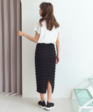 Feroux 【洗える】カットフリルＩラインスカート ブラック系