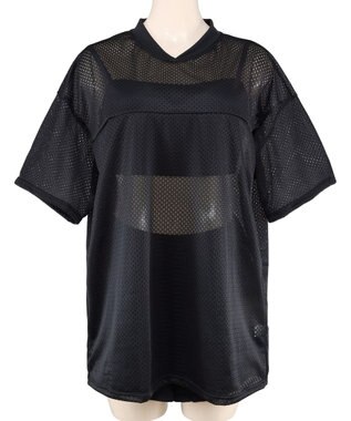 San-ai Resort（三愛水着楽園） WEB限定メッシュTシャツブラトップ4点セット水着 ブラックムジ1