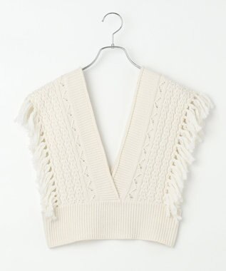 #Newans 【洗える】カシミヤブレンドバルキーデザインニットベスト ホワイト系