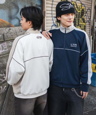 WEGO 【ユニセックス着用ITEM/MLサイズ展開】パイピングトラックジャケット ネイビー