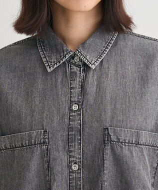 Green Parks 半袖シアーデニムシャツ Black