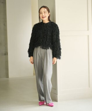 #Newans リボンヤーンニットカーディガン ブラック