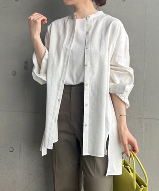 UNFILO 【GISELe 6月号掲載/洗える】リネンレーヨンバンドカラーシャツ オフ