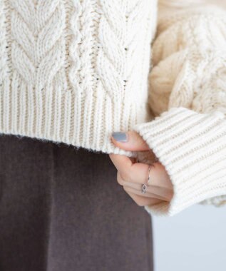 WEGO ケーブルショートニット ホワイトアイボリー