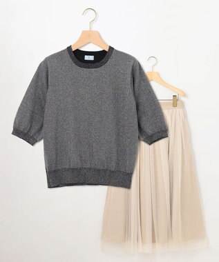 組曲 L 【WEB限定・2SET】シャイニーラメニット×チュールスカート ブラック系