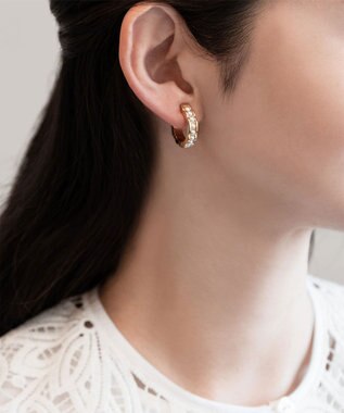 OPEN CLOVER HOOP PEARL EARRINGS イヤリング, ゴールド系, F