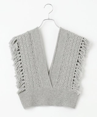 #Newans 【洗える】カシミヤブレンドバルキーデザインニットベスト グレー系