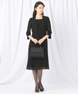 自由区 FORMAL 【洗える/着心地楽々】セオプラスエス ウォッシャブル ワンピース ブラック系