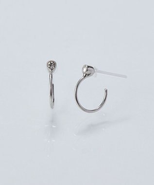 Phoebe 【金属アレルギー対応】ポイントビジューフープピアス/ニッケルフリー シルバー