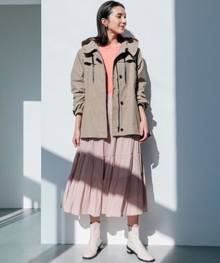 組曲 ギャザーライトデシン ティアードスカート ピンクベージュ系