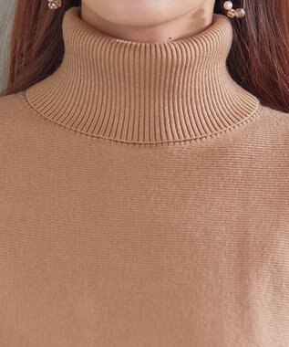 Tiaclasse L 【洗える】配色ドルマンニットチュニック ピンク