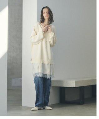 YECCA VECCA レースサテンキャミチュニック Ivory