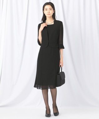 自由区 FORMAL 【洗える/着心地楽々】セオプラスエス ウォッシャブル ワンピース ブラック系