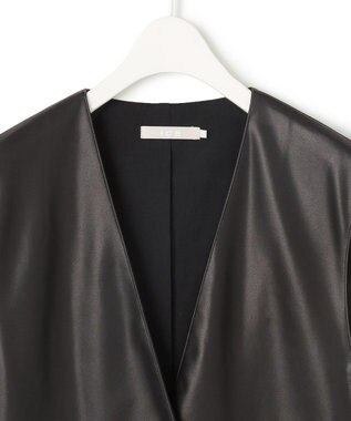 ICB フェイクレザー ベスト ブラック系