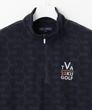 23区GOLF 【MEN/キングサイズ】【吸湿発熱】】クラブ柄 ハーフジップ ネイビー系