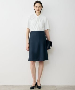 ICB L ストレッチジョーゼット ドレープデザインブラウス オフホワイト