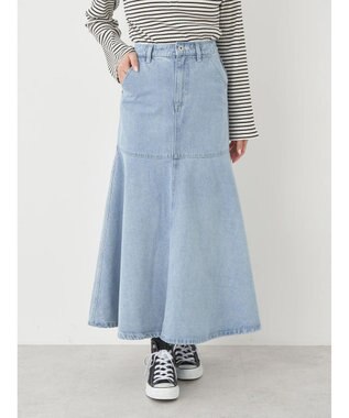 earth music&ecology ペプラムマーメイドデニムスカート Light Indigo