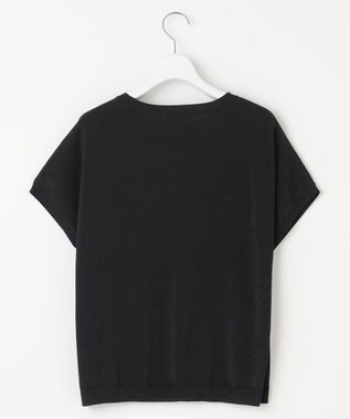 23区 L 【洗える】レーヨンポリエステルストレッチ プルオーバー ラメニット ブラック系