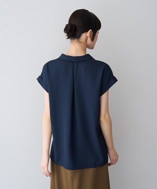 YECCA VECCA 2wayストライプリボンブラウス Navy